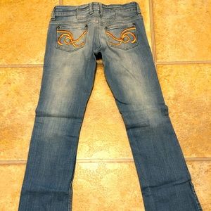 Vintage embroidered imported from Denmark bell bottom jeans